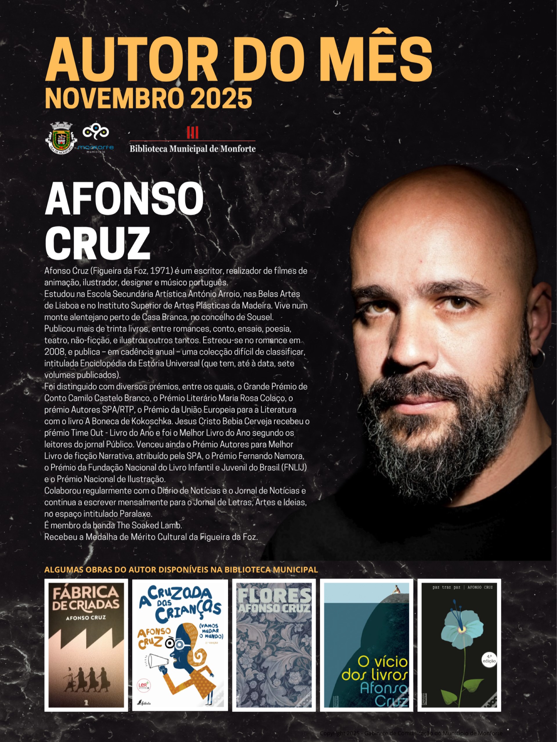 AUTOR DO MÊS – AFONSO CRUZ