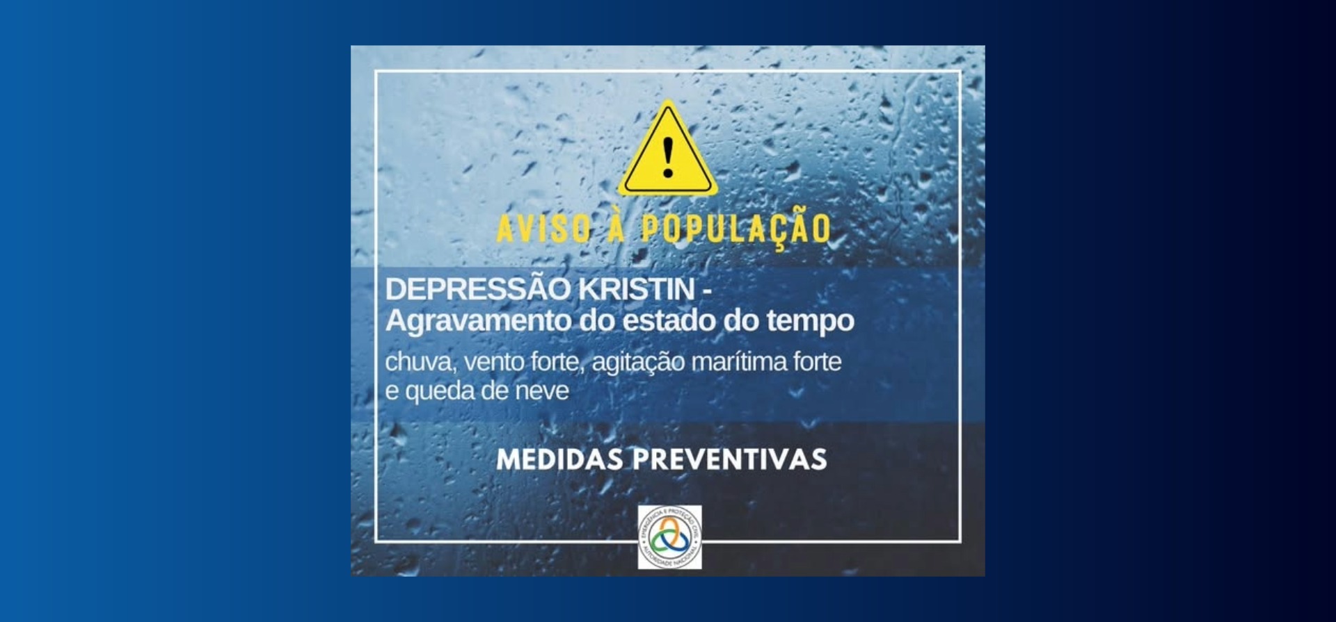 AVISO À POPULAÇÃO – TEMPO ADVERSO